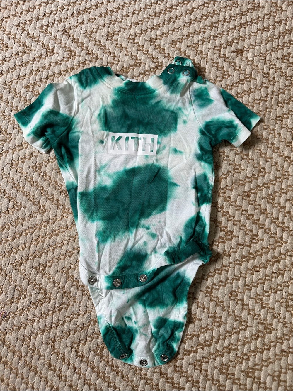 Kith Kids Green & White Tie-Dye One-Piece Bodysuit